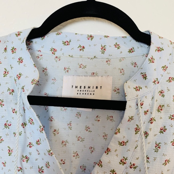 Rochelle Behrens The Shirt Blue Ditsy Floral Small Tiered Sleeve Boho Prairie - Picture 3 of 15